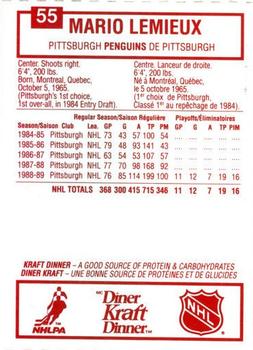1989-90 Kraft #55 Mario Lemieux Back