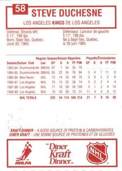 1989-90 Kraft #58 Steve Duchesne Back
