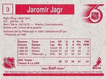 1991-92 Kraft #3 Jaromir Jagr Back
