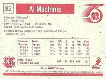1991-92 Kraft #32 Al MacInnis Back