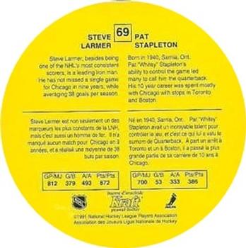 1991-92 Kraft #69 Steve Larmer / Pat Stapleton Back