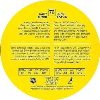 1991-92 Kraft #72 Denis Potvin / Gary Suter Back