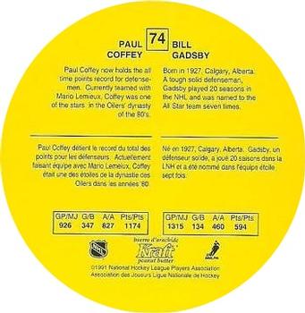 1991-92 Kraft #74 Paul Coffey / Bill Gadsby Back