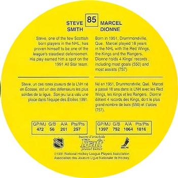 1991-92 Kraft #85 Steve Smith / Marcel Dionne Back