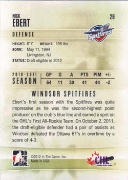 2011-12 In The Game Heroes and Prospects #29 Nick Ebert Back