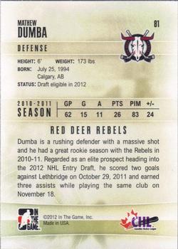 2011-12 In The Game Heroes and Prospects #81 Mathew Dumba Back