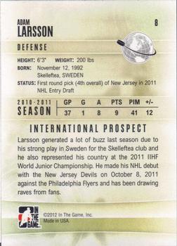 2011-12 In The Game Heroes and Prospects #8 Adam Larsson Back