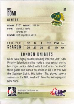 2011-12 In The Game Heroes and Prospects #99 Max Domi Back