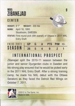 2011-12 In The Game Heroes and Prospects #9 Mika Zibanejad Back