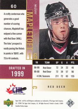 2000-01 Upper Deck CHL Prospects #60 Justin Mapletoft Back