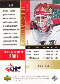 2000-01 Upper Deck CHL Prospects #79 Pascal Leclaire Back