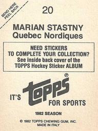 1982-83 Topps Stickers #20 Marian Stastny Back