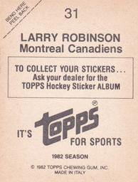 1982-83 Topps Stickers #31 Larry Robinson Back