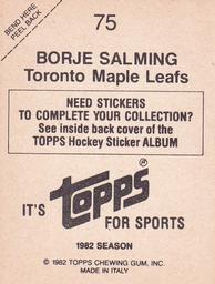 1982-83 Topps Stickers #75 Borje Salming Back