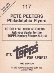1982-83 Topps Stickers #117 Pete Peeters Back