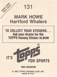 1982-83 Topps Stickers #131 Mark Howe Back
