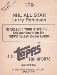 1982-83 Topps Stickers #169 Larry Robinson Back