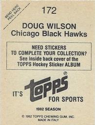 1982-83 Topps Stickers #172 Doug Wilson Back