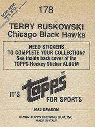 1982-83 Topps Stickers #178 Terry Ruskowski Back