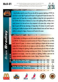 1993-94 Upper Deck McDonald's NHL All-Stars #McD-01 Brian Bradley Back