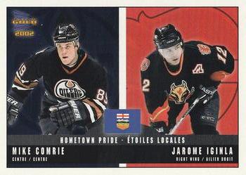 2001-02 Pacific Prism Gold McDonald's - Hometown Pride #4 Mike Comrie / Jarome Iginla  Front