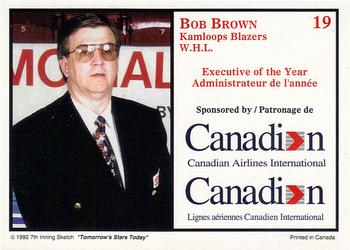 1991 7th Inning Sketch CHL Award Winners #19 Bob Brown Back