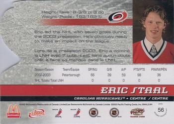 2003-04 Pacific Atomic McDonald's #56 Eric Staal Back