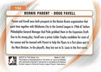 2011-12 In The Game Between The Pipes #194 Bernie Parent / Doug Favell Back