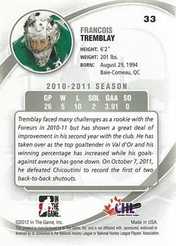 2011-12 In The Game Between The Pipes #33 Francois Tremblay Back