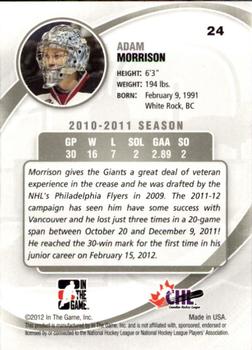 2011-12 In The Game Between The Pipes #24 Adam Morrison Back