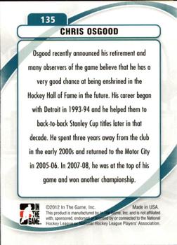 2011-12 In The Game Between The Pipes #135 Chris Osgood Back