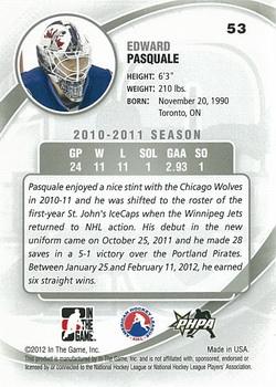 2011-12 In The Game Between The Pipes #53 Edward Pasquale Back