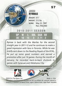 2011-12 In The Game Between The Pipes #57 Jussi Rynnas Back