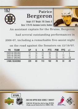 2007-08 Upper Deck #162 Patrice Bergeron Back