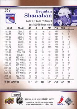 2007-08 Upper Deck #369 Brendan Shanahan Back