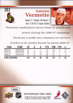 2007-08 Upper Deck #393 Antoine Vermette Back