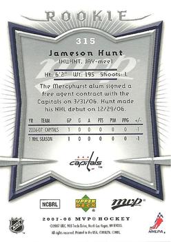 2007-08 Upper Deck MVP #315 Jamie Hunt Back