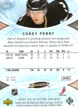 2007-08 Upper Deck Ovation #100 Corey Perry Back