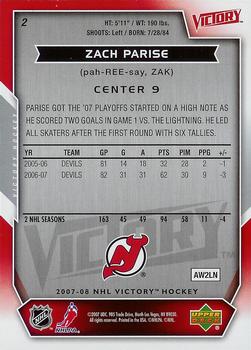 2007-08 Upper Deck Victory #2 Zach Parise Back