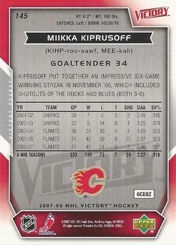 2007-08 Upper Deck Victory #145 Miikka Kiprusoff Back