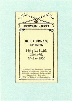 2010-11 In The Game Between The Pipes - 100 Years of Hockey Card Collecting #50 Bill Durnan Back