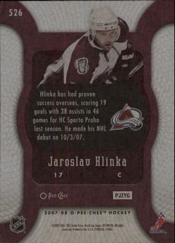 2007-08 O-Pee-Chee #526 Jaroslav Hlinka Back