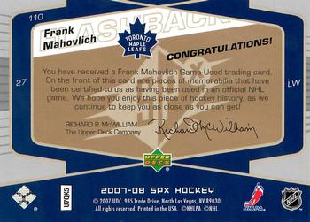 2007-08 SPx #110 Frank Mahovlich Back