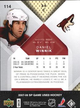 2007-08 SP Game Used #114 Daniel Winnik Back
