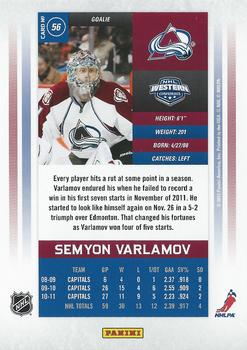 2011-12 Panini Contenders #56 Semyon Varlamov Back