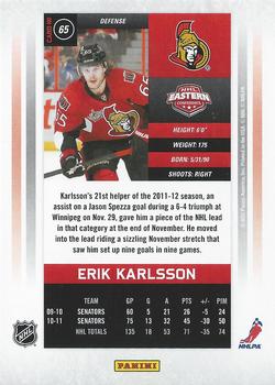 2011-12 Panini Contenders #65 Erik Karlsson Back