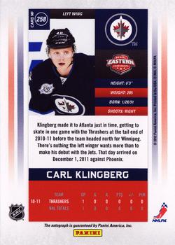 2011-12 Panini Contenders #258 Carl Klingberg Back