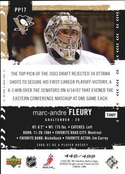 2006-07 Be A Player - Profiles #PP17 Marc-Andre Fleury Back