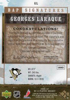 2006-07 Be A Player - BAP Signatures #GL Georges Laraque Back