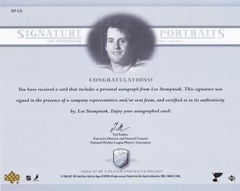 2006-07 Be A Player Portraits - Signature Portraits #SP-LS Lee Stempniak Back
